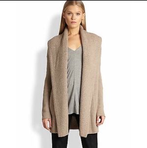 Vince ribbed shawl cardigan sweater coat w/pockets